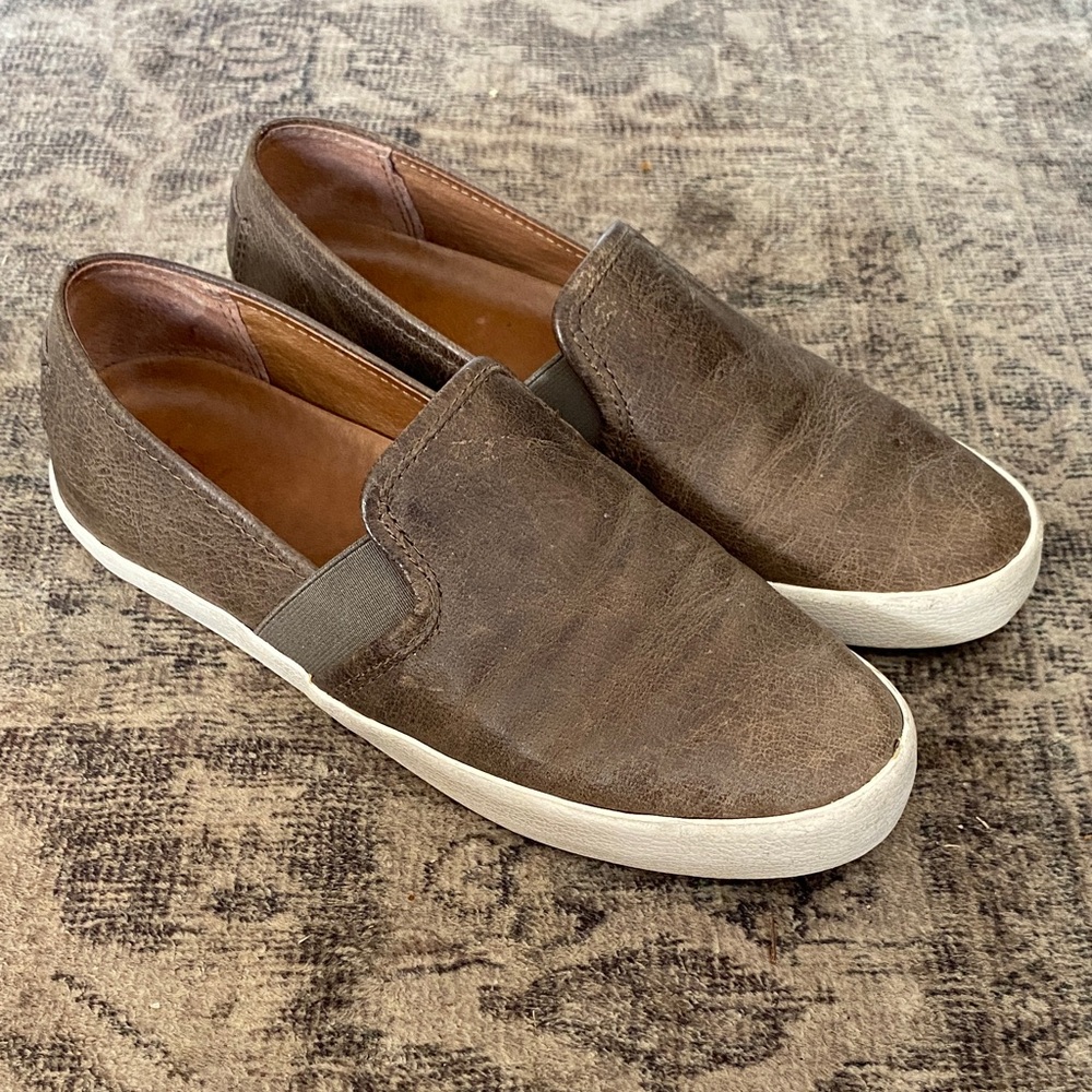 Frye Women’s Brown Ash Leather Slip-On Sneakers Size 8